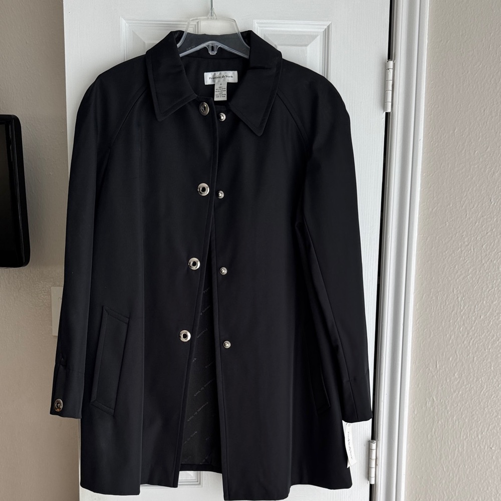 Preston & York Black Raincoat with Silver Buttons